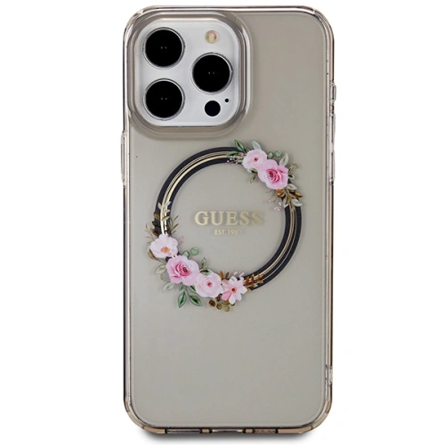 Kup Etui Guess GUHMP15XHFWFCK Apple iPhone 15 Pro Max hardcase IML Flowers Wreatch MagSafe czarny/black - GUE3321 - {ean13} - Sklep Home Screen