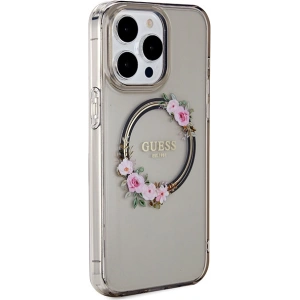 Buy Guess GUHMP15XHFWFCK Apple iPhone 15 Pro Max hardcase IML Flowers Wreatch MagSafe black - GUE3321 - {ean13} - Home Screen Store Europe