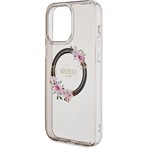 Buy Guess GUHMP15XHFWFCK Apple iPhone 15 Pro Max hardcase IML Flowers Wreatch MagSafe black - GUE3321 - {ean13} - Home Screen Store Europe