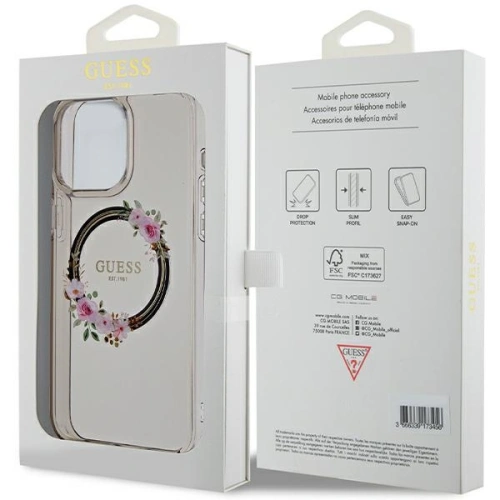 Kup Etui Guess GUHMP15XHFWFCK Apple iPhone 15 Pro Max hardcase IML Flowers Wreatch MagSafe czarny/black - GUE3321 - {ean13} - Sklep Home Screen