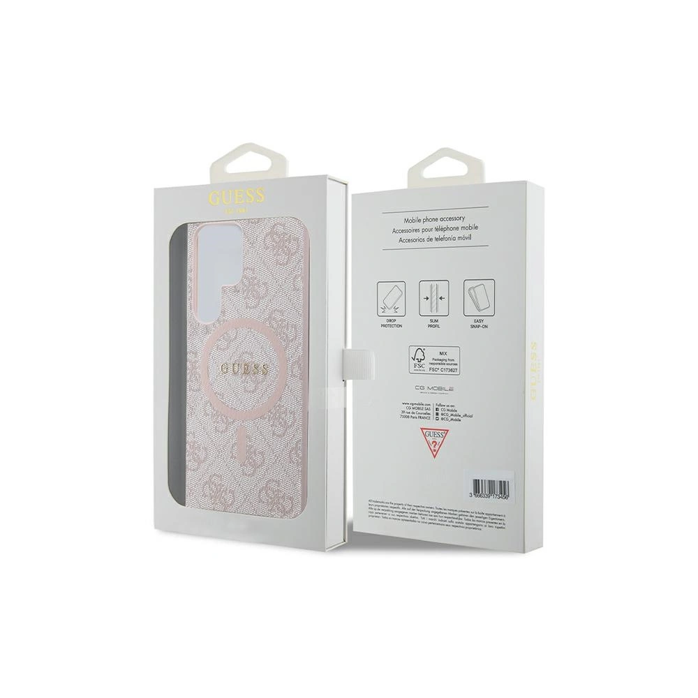 Etui Guess GUHMS24LG4GFRP Samsung Galaxy S24 Ultra hardcase 4G Collection Leather Metal Logo MagSafe różowy/pink