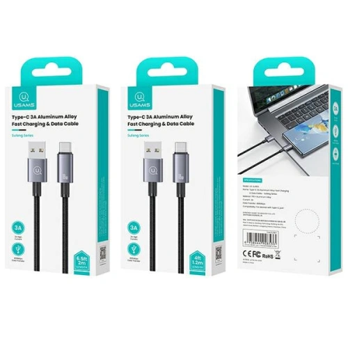 Kup Kabel USAMS US-SJ663 USB-A / USB-C 3A 1,2m Rychlé nabíjení ocelový/rezavý - USA1053 - {ean13} - Sklep Home Screen