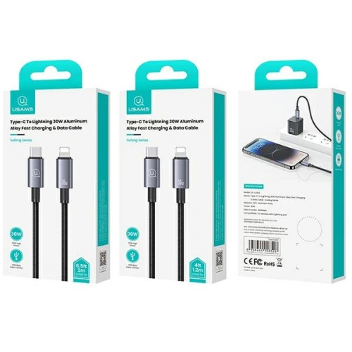 Kup Kabel USAMS US-SJ665 USB-C / Lightning 30W 2m Rychlé nabíjení ocelový/rezavý - USA1056 - {ean13} - Sklep Home Screen