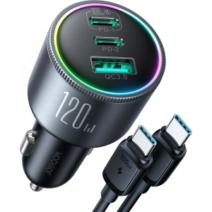 Kup Ładowarka samochodowa Joyroom JR-CCN07 USB-A, 2xUSB-C 120W + kabel USB-C 100W ciemnoszara - JYR969 - {ean13} - Sklep Home Screen