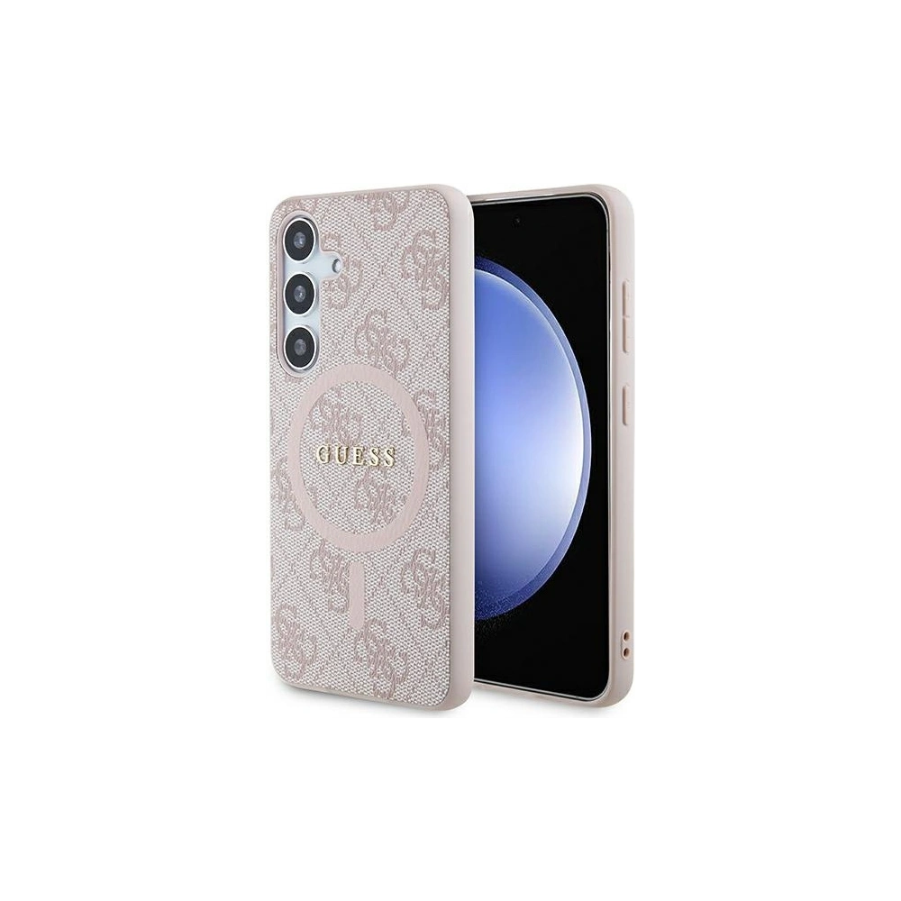 Etui Guess GUHMS24SG4GFRP Samsung Galaxy S24 hardcase 4G Collection Leather Metal Logo MagSafe różowy/pink