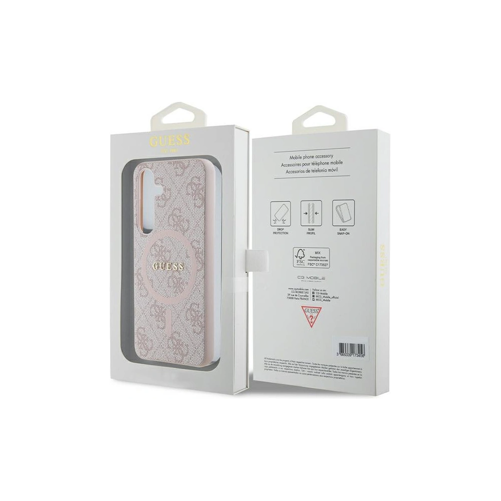 Etui Guess GUHMS24SG4GFRP Samsung Galaxy S24 hardcase 4G Collection Leather Metal Logo MagSafe różowy/pink