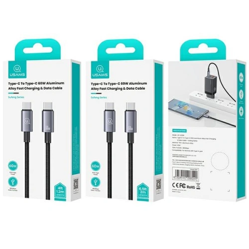 Kup Kabel USAMS US-SJ661 USB-C / USB-C 60W 1,2m Fast Charging stalowy/tarnish - USA1058 - {ean13} - Sklep Home Screen