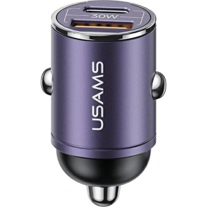 Kup USAMS C38 autós töltő USB-A, USB-C 30W PD Gyors Töltés lila/purple - USA1060 - {ean13} - Sklep Home Screen