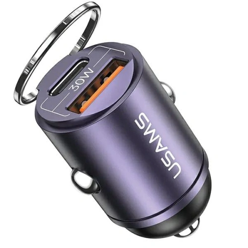 Kup USAMS C38 autós töltő USB-A, USB-C 30W PD Gyors Töltés lila/purple - USA1060 - {ean13} - Sklep Home Screen