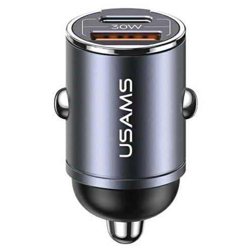 Kup USAMS C38 autós töltő USB-A, USB-C 30W PD Gyors Töltés acél/fémes színű - USA1061 - {ean13} - Sklep Home Screen