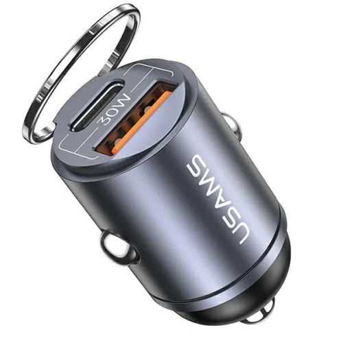 Kup Ładowarka samochodowa USAMS C38 USB-A, USB-C 30W PD Fast Charge stalowy/tarnish - USA1061 - {ean13} - Sklep Home Screen