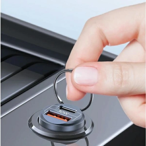 Kup Ładowarka samochodowa USAMS C38 USB-A, USB-C 30W PD Fast Charge stalowy/tarnish - USA1061 - {ean13} - Sklep Home Screen