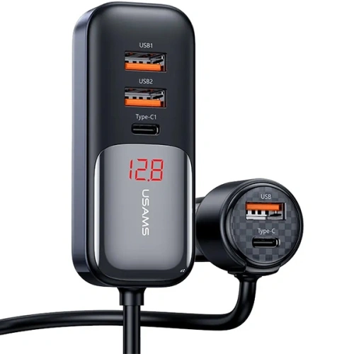 Kup USAMS C40 autós töltő 3xUSB-A, 2xUSB-C 165W PD+QC Gyors Töltés fekete - USA1062 - {ean13} - Sklep Home Screen