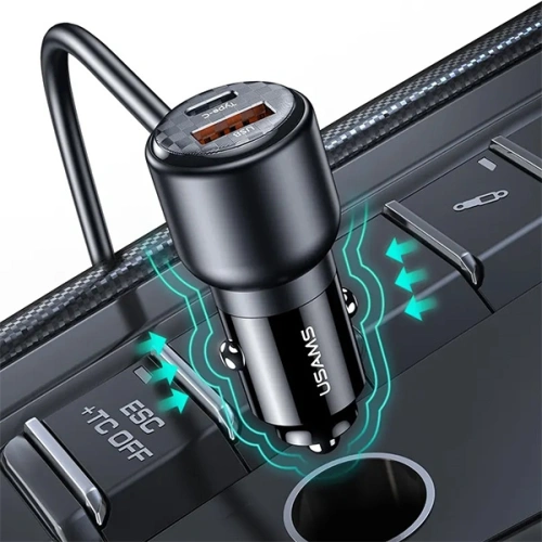 Kup USAMS C40 autós töltő 3xUSB-A, 2xUSB-C 165W PD+QC Gyors Töltés fekete - USA1062 - {ean13} - Sklep Home Screen