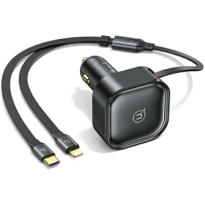Kup Ładowarka samochodowa USAMS C41 ze zwijanym kablem 1xUSB-C, 1xLightning PD 30W Fast Charge czarny/black - USA1063 - {ean13} - Sklep Home Screen