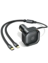 Ładowarka samochodowa USAMS C41 ze zwijanym kablem 1xUSB-C, 1xLightning  PD 30W Fast Charge czarny/black