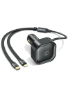 Ładowarka samochodowa USAMS C41 ze zwijanym kablem 2xUSB-C PD 30W Fast Charge czarny/black