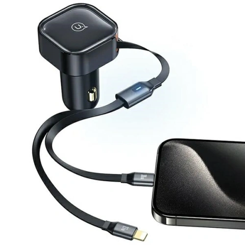 Kup Ładowarka samochodowa USAMS C41 ze zwijanym kablem 2xUSB-C PD 30W Fast Charge czarny/black - USA1064 - {ean13} - Sklep Home Screen