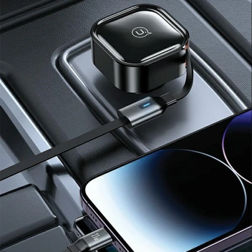 Kup Ładowarka samochodowa USAMS C41 ze zwijanym kablem 2xUSB-C PD 30W Fast Charge czarny/black - USA1064 - {ean13} - Sklep Home Screen