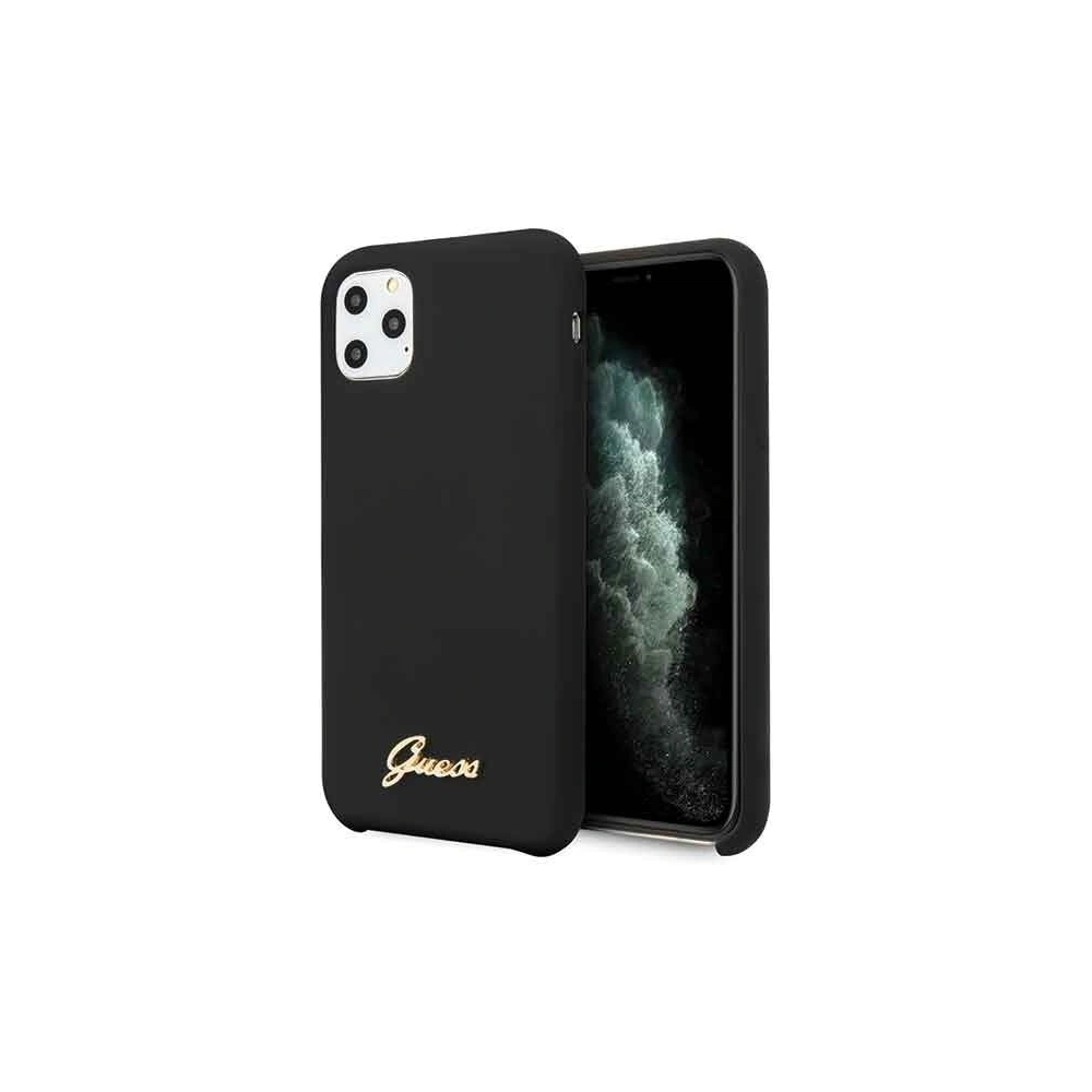 Etui Guess GUHCN58LSLMGBK Apple iPhone 11 Pro black/czarny hard case Silicone Vintage Gold Logo