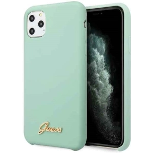 Kup Etui Guess GUHCN58LSLMGG Apple iPhone 11 Pro zielony/green hard case Silicone Vintage Gold Logo - GUE167GRN - {ean13} - Sklep Home Screen