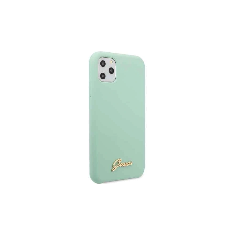Etui Guess GUHCN58LSLMGG Apple iPhone 11 Pro zielony/green hard case Silicone Vintage Gold Logo