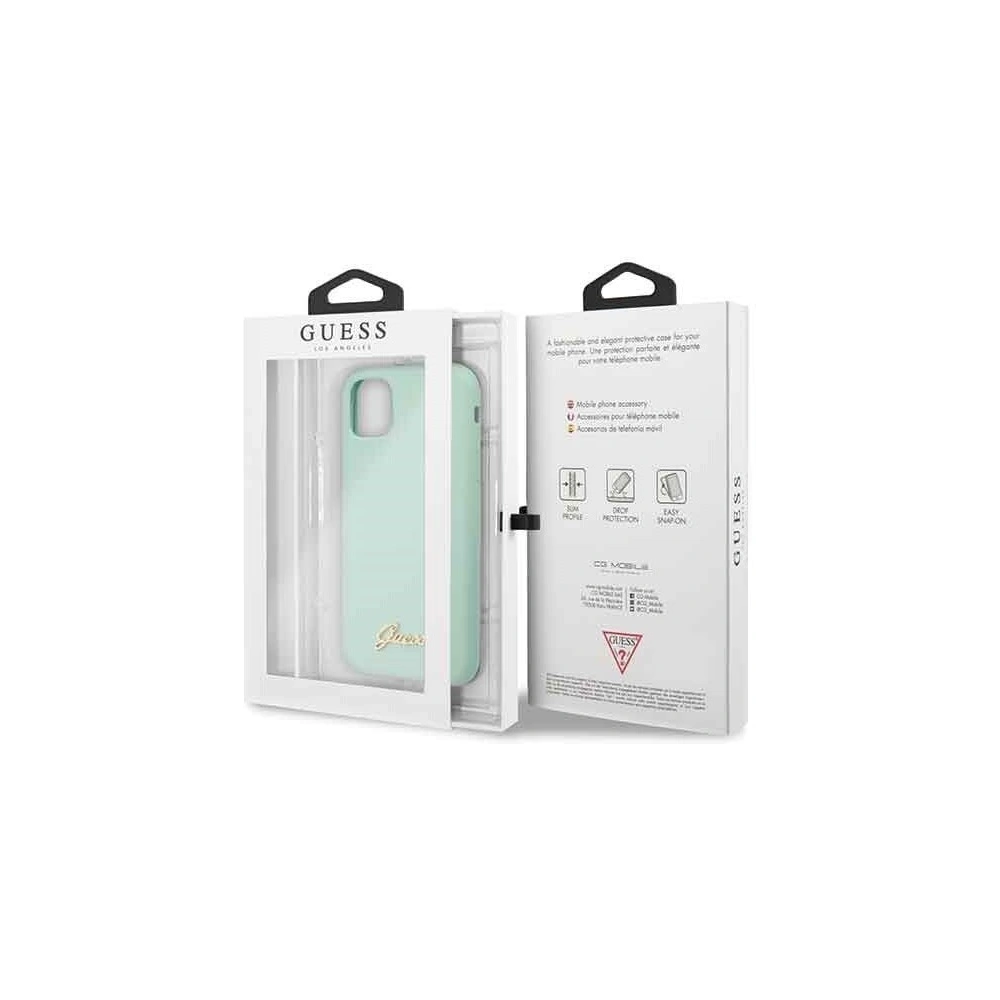 Etui Guess GUHCN58LSLMGG Apple iPhone 11 Pro zielony/green hard case Silicone Vintage Gold Logo