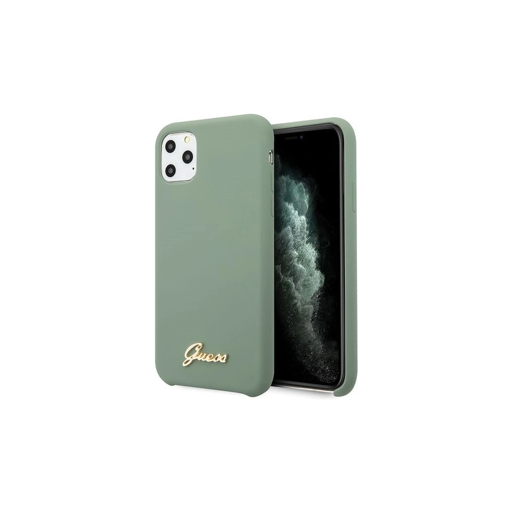 Etui Guess GUHCN58LSLMGKA Apple iPhone 11 Pro khaki hard case Silicone Vintage Gold Logo