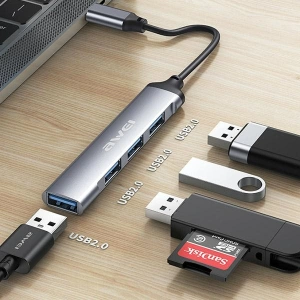 Kup Adapter 4w1 AWEI CL-150T Hub USB-C / 4xUSB-A schwarz/black - AWEI177 - {ean13} - Sklep Home Screen