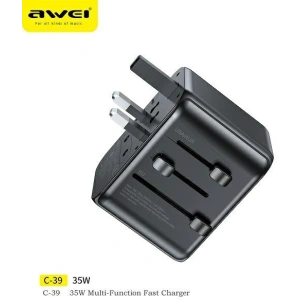 Kup Încărcător de călătorie AWEI C-39 2xUSB-A, 3xUSB-C 35W US/AU/EU/UK negru/black - AWEI180 - {ean13} - Sklep Home Screen