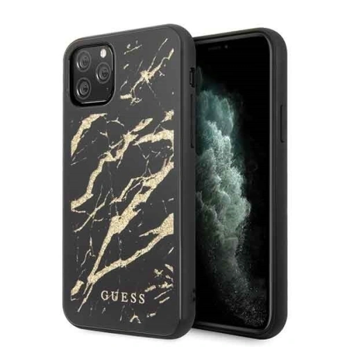 Kup Etui Guess GUHCN58MGGBK Apple iPhone 11 Pro negru/black hard case Glitter Marble Glass - GUE171BLK - {ean13} - Sklep Home Screen