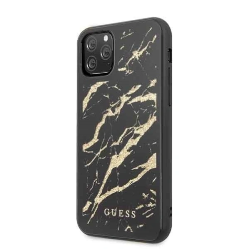 Kup Etui Guess GUHCN58MGGBK Apple iPhone 11 Pro negru/black hard case Glitter Marble Glass - GUE171BLK - {ean13} - Sklep Home Screen