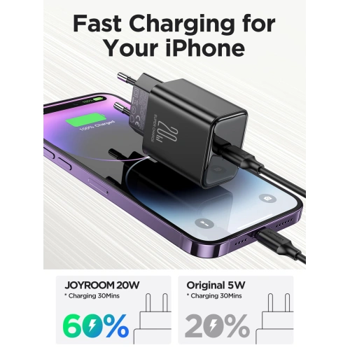 Kup Netzteil Joyroom JR-TCF06 USB-C PD 20W + schwarzes USB-C-Kabel - JYR974 - {ean13} - Sklep Home Screen