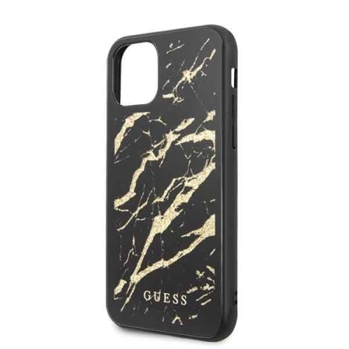 Kup Etui Guess GUHCN58MGGBK Apple iPhone 11 Pro negru/black hard case Glitter Marble Glass - GUE171BLK - {ean13} - Sklep Home Screen