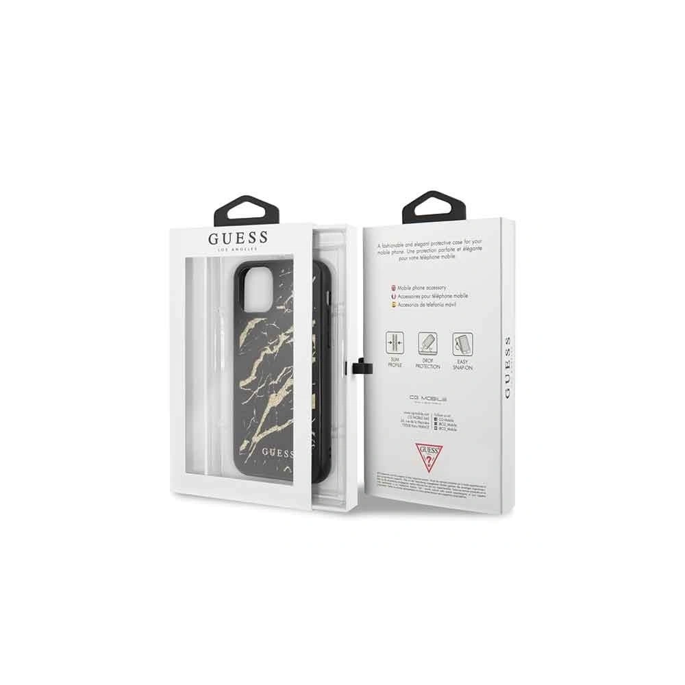 Etui Guess GUHCN58MGGBK Apple iPhone 11 Pro czarny/black hard case Glitter Marble Glass