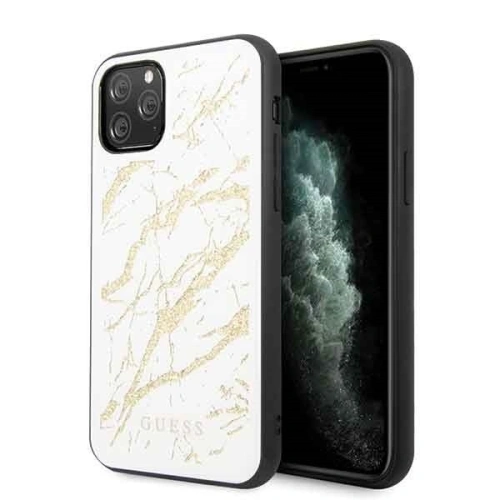 Kup Etui Guess GUHCN58MGGWH Apple iPhone 11 Pro bílý/white hard case Glitter Marble Glass - GUE172WHT - {ean13} - Sklep Home Screen