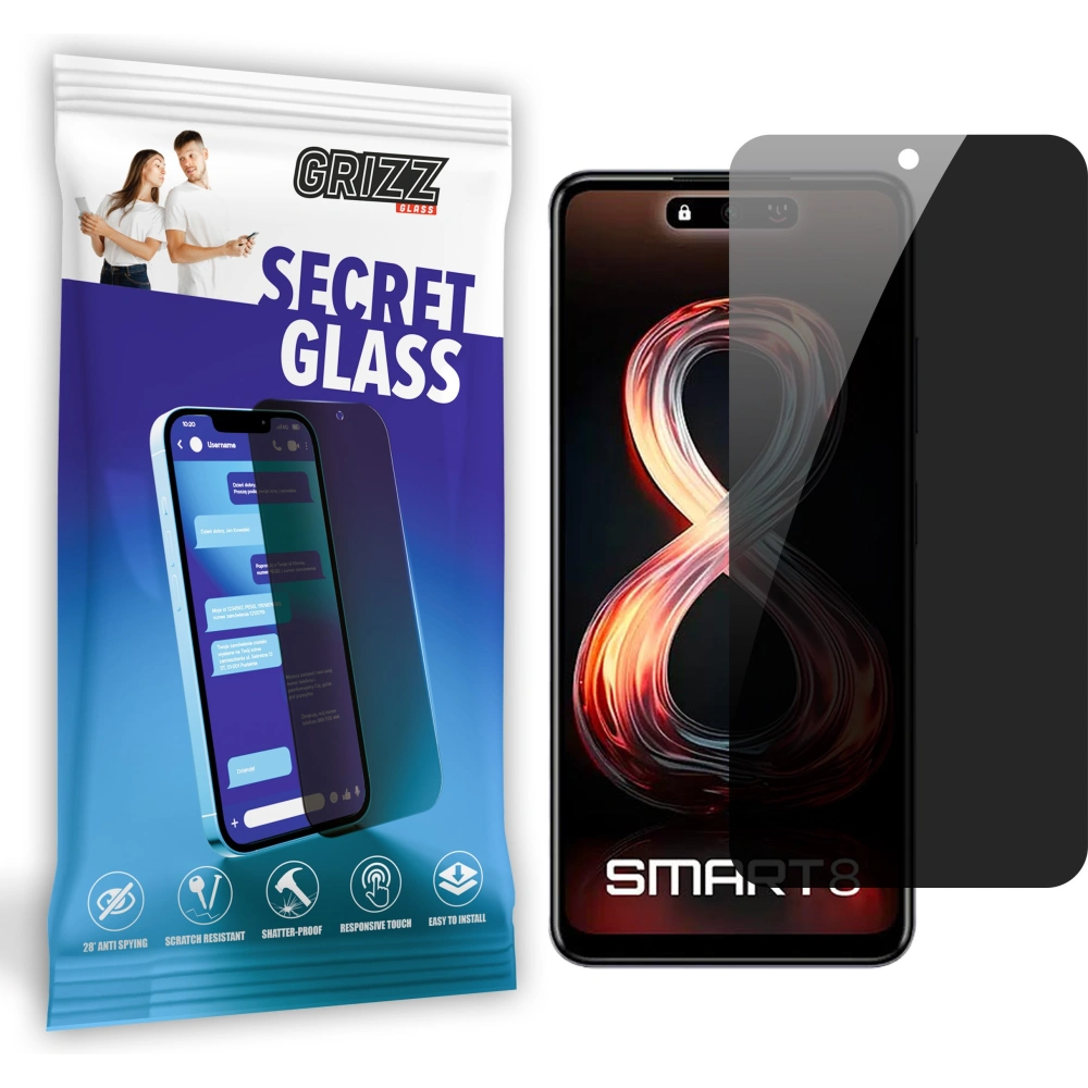 Matowe szkło prywatyzujące GrizzGlass SecretGlass do Infinix Smart 8 Pro