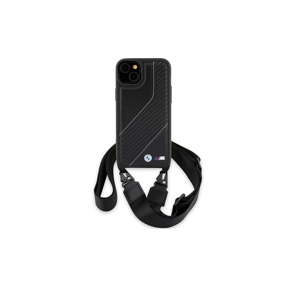 Etui BMW BMHCP15M23PSCCK Apple iPhone 15 Plus / 14 Plus hardcase M Edition Carbon Stripe & Strap czarny/black