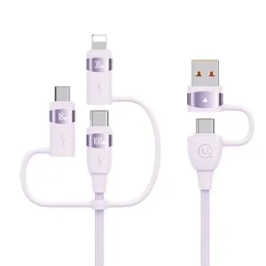 Kabel USAMS U85 US-SJ646 2xUSB-C/USB-A/Micro-USB/ Lightning 6w1 2m 100W PD Fast Charge fioletowy
