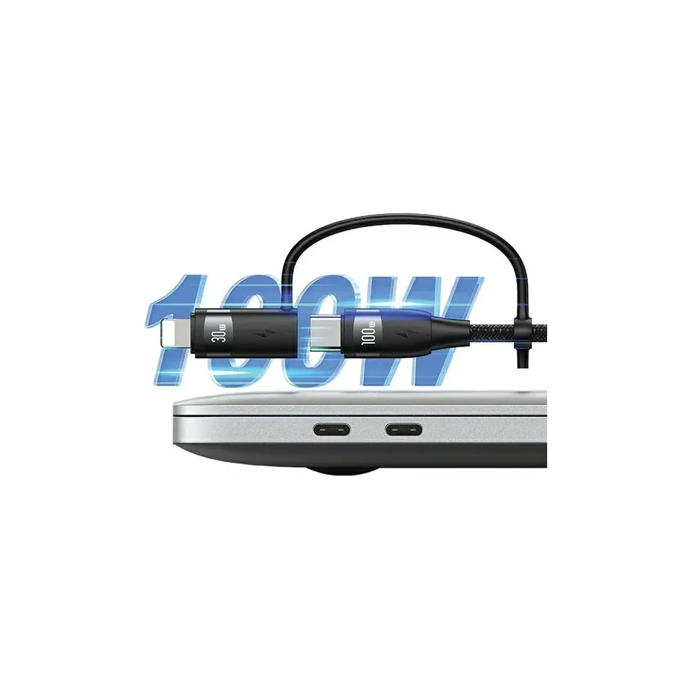 Kabel USAMS U85 US-SJ646 2xUSB-C/USB-A/Micro-USB/ Lightning 6w1 2m 100W PD Fast Charge fioletowy