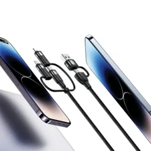 Kabel USAMS U85 US-SJ646 2xUSB-C/USB-A/Micro-USB/ Lightning 6w1 2m 100W PD Fast Charge fioletowy