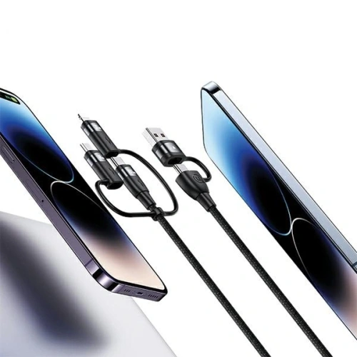 Kabel USAMS U85 US-SJ646 2xUSB-C/USB-A/Micro-USB/ Lightning 6w1 2m 100W PD Fast Charge fioletowy