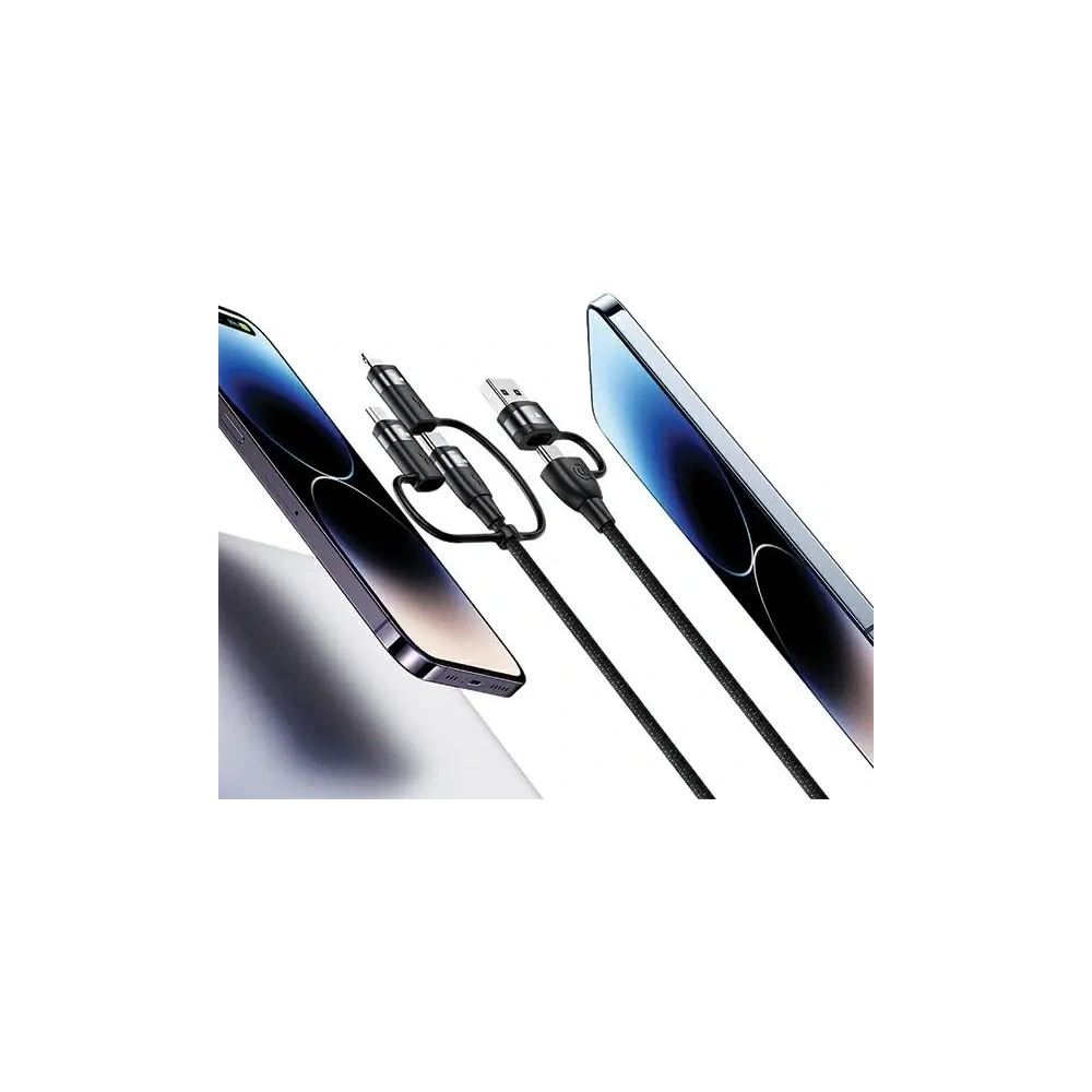 Kabel USAMS U85 US-SJ646 2xUSB-C/USB-A/Micro-USB/ Lightning 6w1 2m 100W PD Fast Charge fioletowy