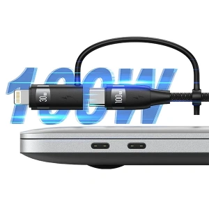 USAMS Kabel U85 2xUSB-C / USB-A 2m 100W PD Fast Charge czarny