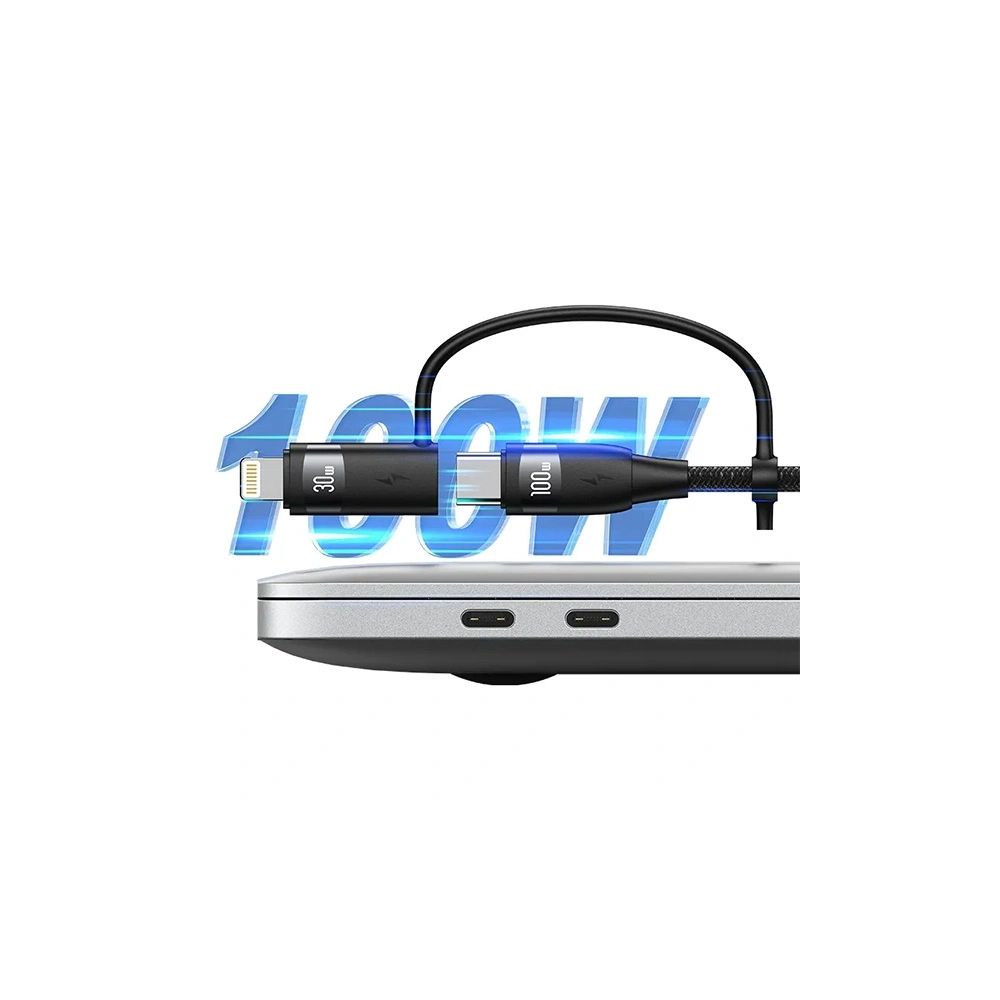 USAMS Kabel U85 2xUSB-C / USB-A 2m 100W PD Fast Charge czarny