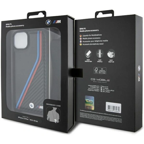 Kup Etui BMW BMHCP15M23PSVTK Apple iPhone 15 Plus / 14 Plus hardcase M Edition Carbon Tricolor Lines & Strap negru/black - BMW624 - {ean13} - Sklep Home Screen