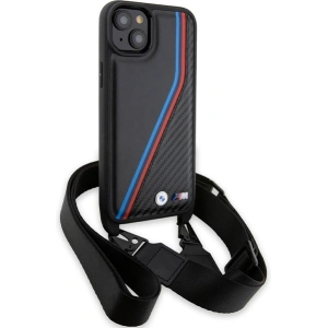 Kup Case BMW BMHCP15S23PSVTK Apple iPhone 15 / 14 / 13 Hardcase M Edition Carbon Tricolor Lines & Strap schwarz/black - BMW628 - {ean13} - Sklep Home Screen