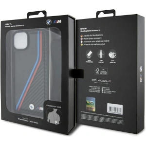 Buy BMW BMHCP15S23PSVTK Apple iPhone 15 / 14 / 13 hardcase M Edition Carbon Tricolor Lines & Strap black - BMW628 - {ean13} - Home Screen Store Europe