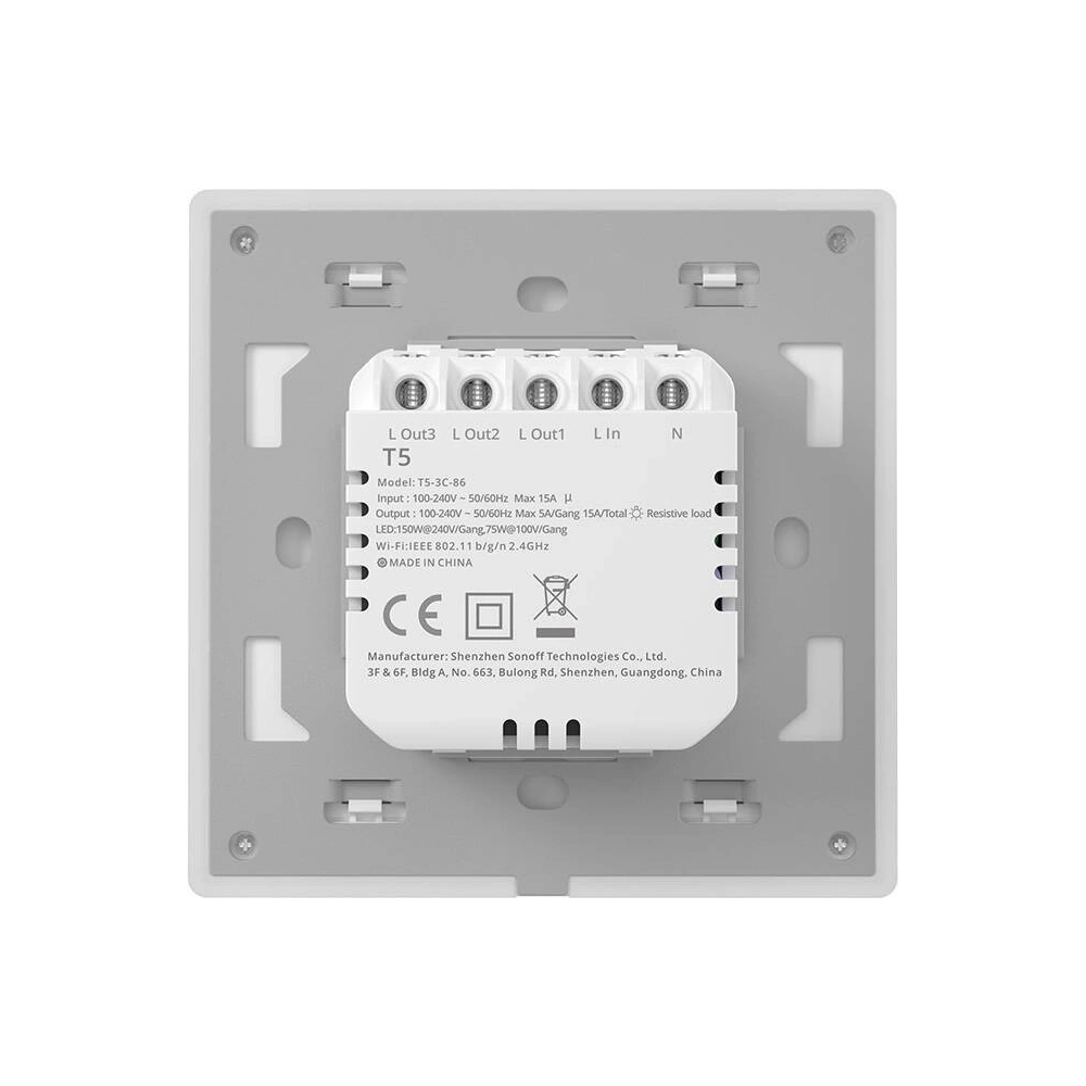 Inteligentny dotykowy przełącznik ścienny Wi-Fi Sonoff TX T5 2C (2-kanałowy)
