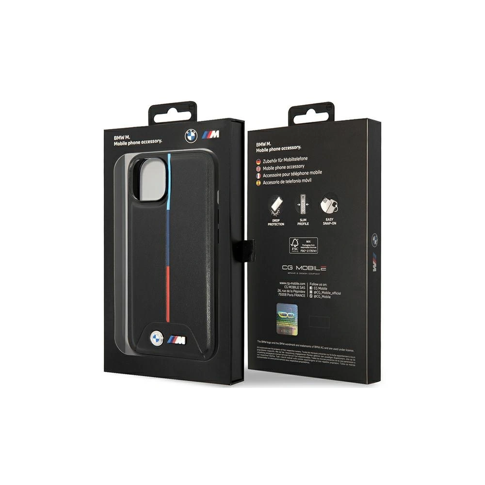 Etui BMW BMHCP15S22PVTK Apple iPhone 15 / 14 / 13 hardcase M Quilted Tricolor czarny/black
